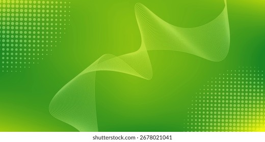 Modern abstract green gradient background with waves