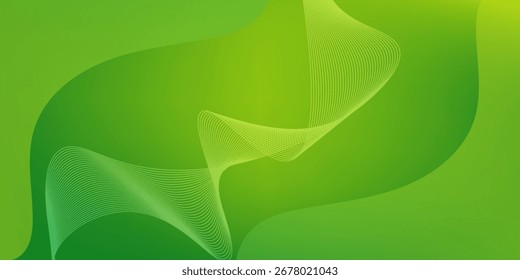 Fundo de gradiente verde abstrato moderno com ondas