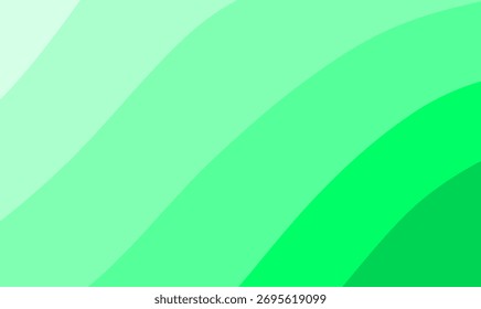 Modern Abstract Green Gradient Background, Simple Wavy Lines Pattern with Copy Space