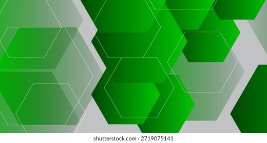 Fondo hexagonal verde abstracto moderno. Composición de Formas dinámicas. Ilustración vectorial