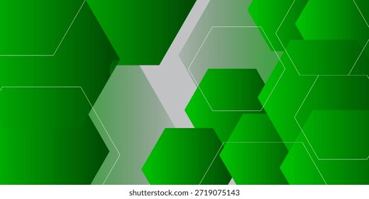 Fondo hexagonal verde abstracto moderno. Composición de Formas dinámicas. Ilustración vectorial