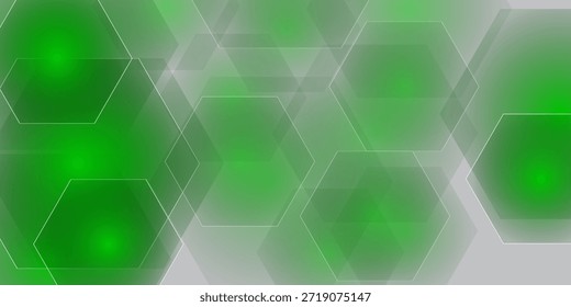 Fondo hexagonal verde abstracto moderno. Composición de Formas dinámicas. Ilustración vectorial