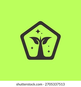 Símbolo de logotipo de folha verde abstrato moderno orgânico