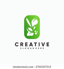 Símbolo de logotipo de hoja verde Abstractas moderno Orgánico