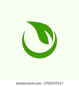 Modern Abstract Green Leaf Logo Symbol Organic