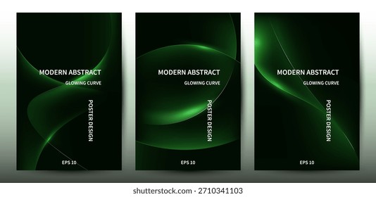Gradiente verde Abstractas moderno de la onda en los fondos oscuros fijados.