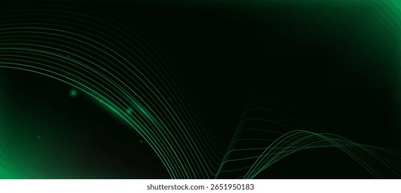 Modern abstract green wave on dark background,tech banner, corporate business concept, hi-tech abstract background, vector illustration for business or presentation
