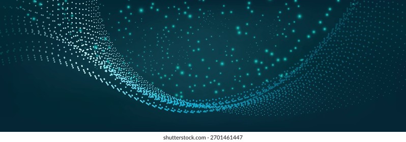 Onda verde abstrata moderna no fundo escuro azul-petróleo, bandeira de tecnologia, conceito de negócios corporativos, fundo abstrato de alta tecnologia, ilustração vetorial para negócios ou apresentação