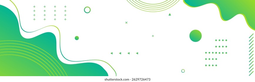 Modern abstract green and yellow gradient colour wave pattern shape with geometric circle - abstract lines design background vector illustration. Perfect for modern artwork, backdrop, banner, poster.