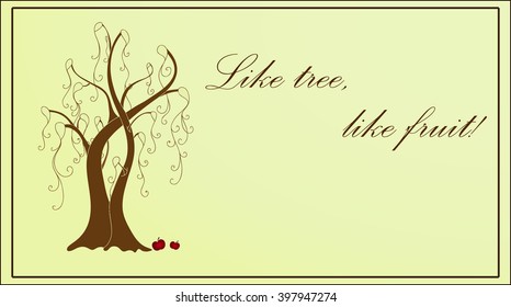 Modern abstract grey background or postcard contains blossom trees, symbolize family, and place for text.