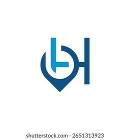 Modern Abstract H Letter Logo with Location Pin.