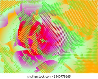 modern abstract halftone color background. Spring. flowers 