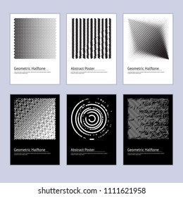 Modern Abstract Halftone Template Poster Card Design Set Different Grunge Textured Effect Design for Business Promotion and Ad. Vector illustration