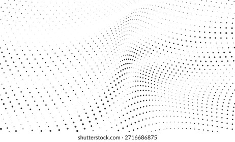 Fondo abstracto moderno de la onda del semitono con las curvas punteadas densas que forman la textura lisa del movimiento conveniente para los diseños profesionales, las ilustraciones digitales y la Ilustración vectorial creativa del uso de la marca