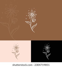 modern abstract hand drawn line art botanical floral vector