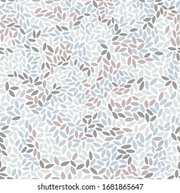 Modern abstract hand drawn scandinavian pastel texture. Repeating geometric tiles made of oval elements reminiscent of rice or leaves. Vector ideal for textiles, fabrics, digital paper.