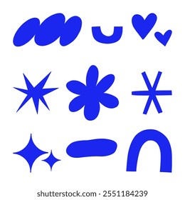Modern abstract hand drawn shapes. A versatile set of nine abstract hand drawn shapes, featuring modern and minimalist designs, ideal for creative projects, patterns, and graphic design