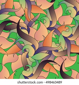 Modern abstract hand drawn vector seamless pattern background wallpaper illustration with colorful paisley  flowers, leaves  and ornaments.