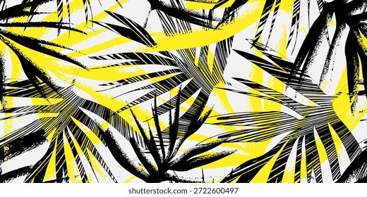 Modelo inconsútil abstracto moderno de la hoja dibujada a mano con los detalles lineales del oro y del negro en un fondo crema del grunge. Ilustración vectorial