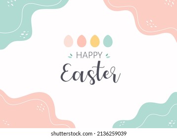 Modern abstract Happy Easter greeting card with Easter eggs. Hand drawn vector illustration