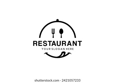 Modern abstract happy smile restaurant logo, delicious icon