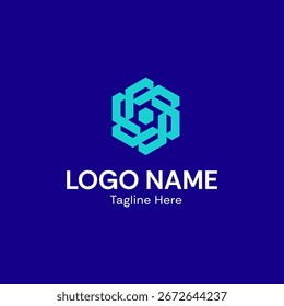 Modern Abstract Hexagon Logo Design Blue Green