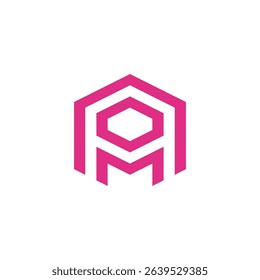 Modern Abstract Hexagon A M Monogram Logo