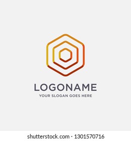 Modern abstract hexagon signal wave logo icon on white background