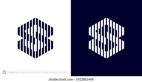 modern and abstract hexagonal letter S logo in blocky and negative spaced style, geometric letter SS monogram logo template. vector