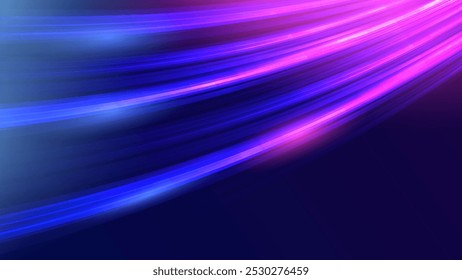 Efecto abstracto moderno de alta velocidad. movimiento rápido. senderos de luz coloridos dinámicos sobre fondo azul. Concepto de tecnología digital futurista