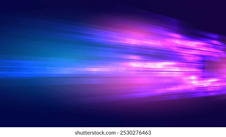 Moderner abstrakter High-Speed-Effekt. schnelle Laufbewegung. dynamische bunte Lichtpfade auf blauem Hintergrund. Zukunftsweisendes digitales Technologiekonzept