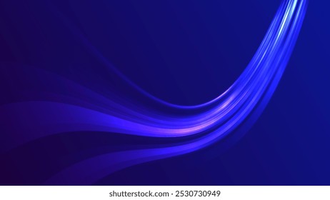 Modern abstract High speed effect. fast running motion. dynamic colorful light trails on blue background. Futuristic digital technology concept