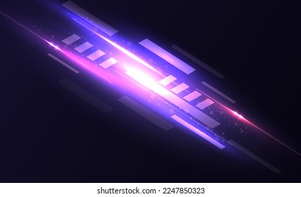Modern abstract high speed light effect. Technology futuristic dynamic motion. Glow of bright lines of transport vehicle drive on road highway. Vector illustration