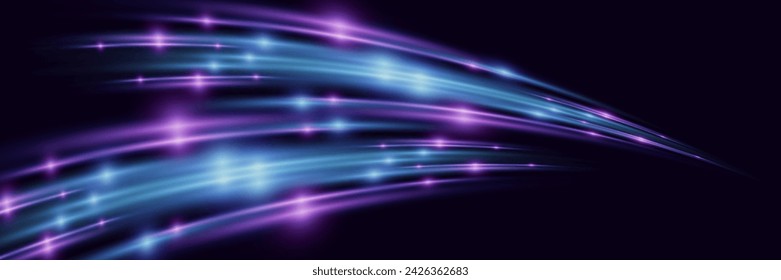 Modern abstract high speed light glare effect. Futuristic technology of dynamic movement and speed.
