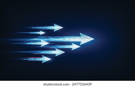 modern abstract high speed motion arrow dynamic movement on blue background The idea behind