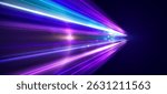 Modern abstract high speed movement with dynamic motion light trails, speed effect on dark blue background. Futuristic digital technology concept. Pattern for banner. Vector EPS10.