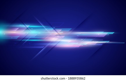 Modern Abstract High Speed Movement. Colourful Dynamic Motion On Blue Background. Movement Sport Pattern For Banner Or Poster Design Background Concept.