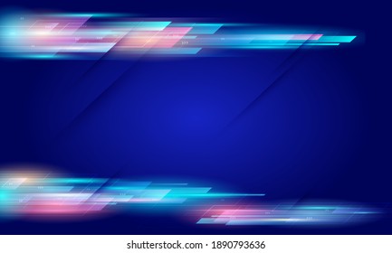 Modern abstract high speed movement. Colourful dynamic motion on blue background. Movement sport pattern for banner or poster design background concept.