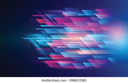 Modern abstract high speed movement. Colourful dynamic motion on blue background. Movement sport pattern for banner or poster design background concept.