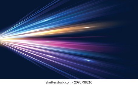 Modern abstract high speed movement. Dynamic motion light moving on dark background. Futuristic, technology pattern for banner or poster design.