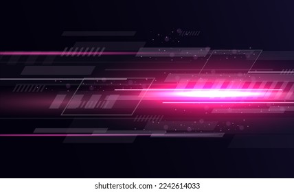 Modern abstract high speed movement. Technology futuristic dynamic motion. Glow of bright lines of transport vehicle drive on road highway. Vector illustration