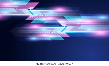 Modern abstract high speed movement. Dynamic motion light trails on dark blue background. Futuristic, technology pattern for banner or poster design background concept.