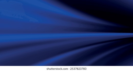 Modern abstract high speed movement. Dynamic motion light trails on dark blue background. Futuristic digital technology movement concept.