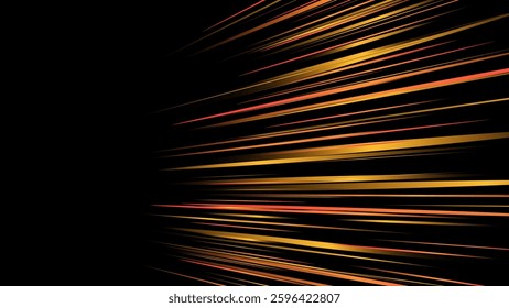 Modern abstract high speed movement. red and yellow speed lines Dynamic motion light moving on dark background. Futuristic, technology pattern for poster or banner design vector with copy space