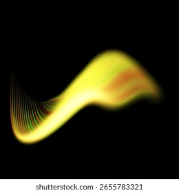 Movimiento de alta velocidad abstracto moderno de las luces. Movimiento dinámico sobre fondo negro. Fugas de luz, aura, disparos de fantasmas, senderos vibrantes de larga exposición. Ilustración vectorial