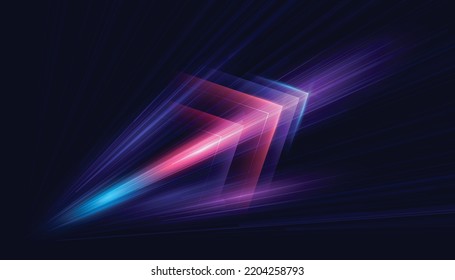 Modern abstract high-speed arrows light effect movement. Technology futuristic dynamic motion for banner or poster design background concept.