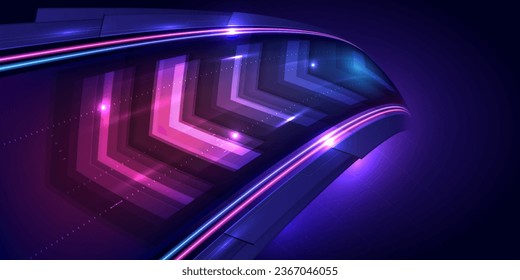 Modern abstract high-speed curved movement. Dynamic motion light and fast arrows moving on dark background. Futuristic, technology pattern for banner or poster design. Vector EPS10.