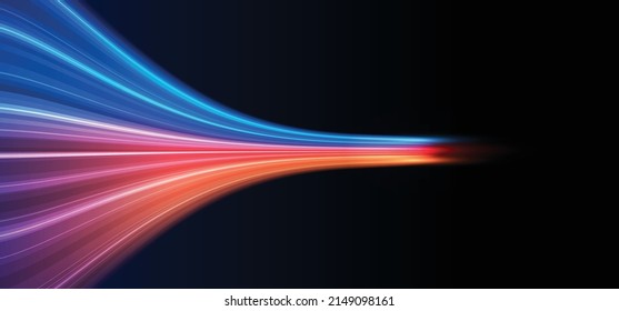 Modern abstract high-speed light effect. Abstract background with curved beams of light. Technology futuristic dynamic motion. Movement pattern for banner or poster design background concept. - Shutterstock ID 2149098161