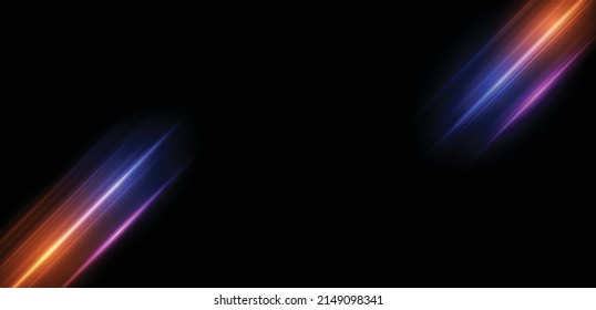Modern abstract high-speed light effect. Technology futuristic dynamic motion on blue background with copy space. Movement pattern for banner or poster design background concept.