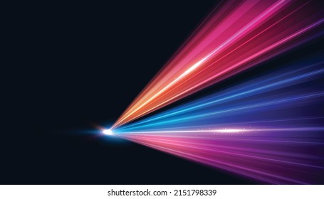 Modern abstract high-speed light effect. Technology futuristic dynamic motion on blue background. Movement pattern for banner or poster design background concept.